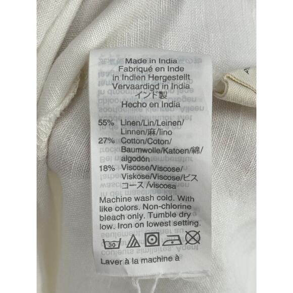 Madewell Button-Waist Wrap Midi Dress Linen Blend White Sleeveless Beach 4 - Picture 6 of 9